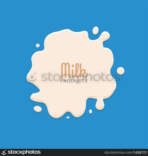 Milk Splashing Isolated on blue background. Milk splatter logo template deisgn for business.. Milk Splashing Isolated on blue background. Milk splatter logo template deisgn for business