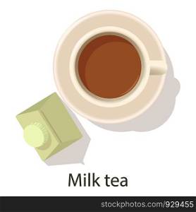 Milk tea icon. Cartoon illustration of milk tea vector icon for web. Milk tea icon, cartoon style