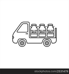Milk Van Icon, Milk Can Distribution Vehicle Icon Vector Art Illustration