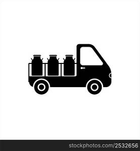 Milk Van Icon, Milk Can Distribution Vehicle Icon Vector Art Illustration