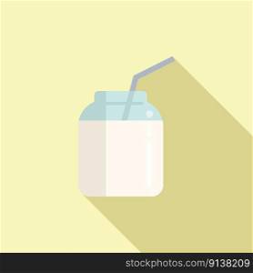 Milkshake icon flat vector. Food protein. Vitamin nutrition. Milkshake icon flat vector. Food protein