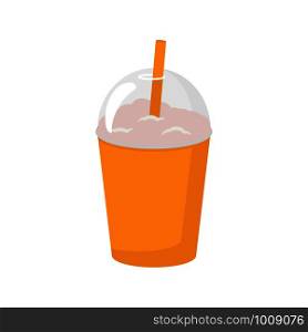 milkshake in orange glass in a flat style. milkshake in orange glass in flat style