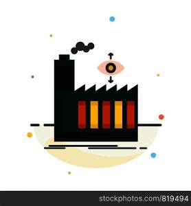 Mill, Factory, Business, Smoke Abstract Flat Color Icon Template