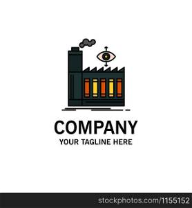 Mill, Factory, Business, Smoke Business Logo Template. Flat Color