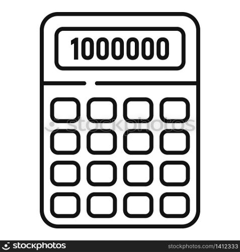 Millionaire calculator icon. Outline millionaire calculator vector icon for web design isolated on white background. Millionaire calculator icon, outline style