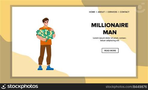 millionaire man vector. rich luxury business lifestule, money people millionaire man web flat cartoon illustration. millionaire man vector