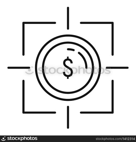 Millionaire money target icon. Outline millionaire money target vector icon for web design isolated on white background. Millionaire money target icon, outline style