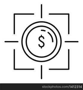 Millionaire money target icon. Outline millionaire money target vector icon for web design isolated on white background. Millionaire money target icon, outline style