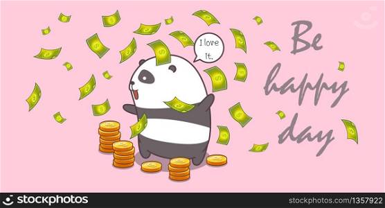 millionaire panda in cartoon style.