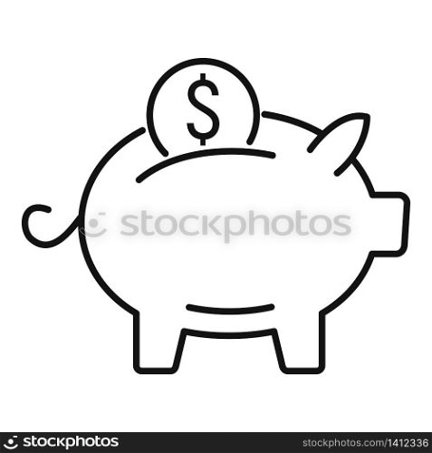 Millionaire piggy bank icon. Outline millionaire piggy bank vector icon for web design isolated on white background. Millionaire piggy bank icon, outline style