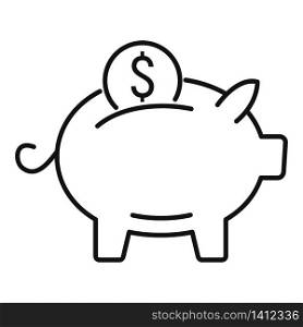 Millionaire piggy bank icon. Outline millionaire piggy bank vector icon for web design isolated on white background. Millionaire piggy bank icon, outline style