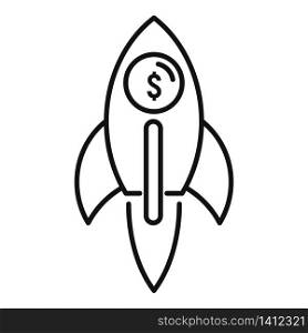 Millionaire rocket icon. Outline millionaire rocket vector icon for web design isolated on white background. Millionaire rocket icon, outline style