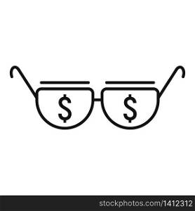 Millionaire sunglasses icon. Outline millionaire sunglasses vector icon for web design isolated on white background. Millionaire sunglasses icon, outline style