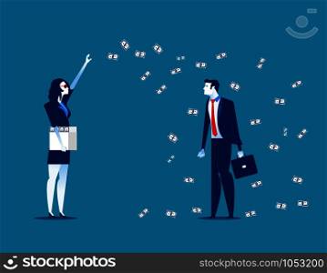Millionaire throwing money. Concept business vector illustration.