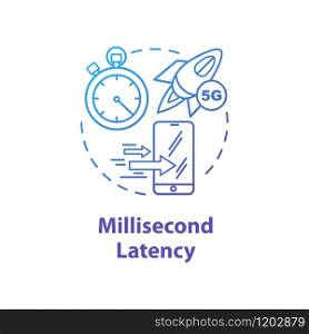 Millisecond latency concept icon. Mobile internet. 5G technologies idea thin line illustration. High-speed connection. Wireless technology. Vector isolated outline drawing. Editable stroke