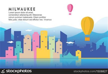 Milwaukee Wisconsin City Building Cityscape Skyline Dynamic Background Illustration