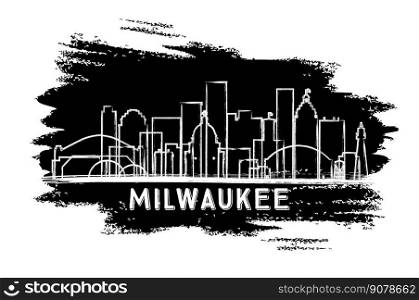 Milwaukee Wisconsin Skyline Silhouette. Hand Drawn Sketch. Vector Illustration. Business Travel and Tourism Concept with Historic Architecture. Milwaukee Cityscape with Landmarks.