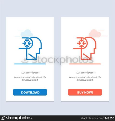 Mind, Autism, Disorder, Head Blue and Red Download and Buy Now web Widget Card Template