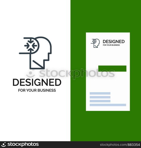 Mind, Autism, Disorder, Head Grey Logo Design and Business Card Template