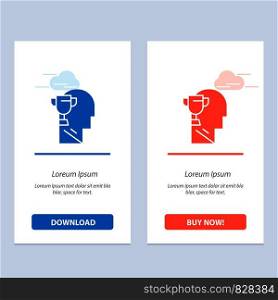 Mind, Brian, Award, Head Blue and Red Download and Buy Now web Widget Card Template