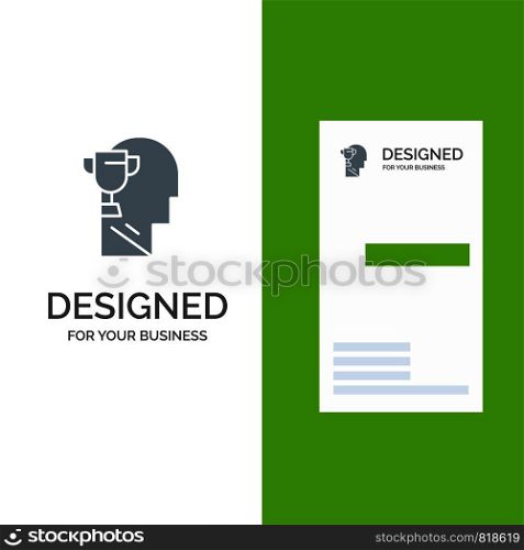 Mind, Brian, Award, Head Grey Logo Design and Business Card Template