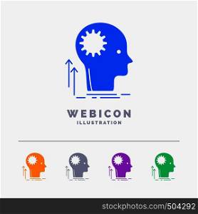 Mind, Creative, thinking, idea, brainstorming 5 Color Glyph Web Icon Template isolated on white. Vector illustration. Vector EPS10 Abstract Template background