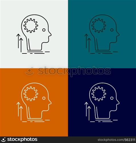 Mind, Creative, thinking, idea, brainstorming Icon Over Various Background. Line style design, designed for web and app. Eps 10 vector illustration. Vector EPS10 Abstract Template background