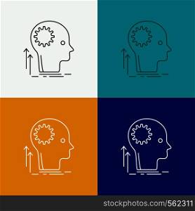 Mind, Creative, thinking, idea, brainstorming Icon Over Various Background. Line style design, designed for web and app. Eps 10 vector illustration. Vector EPS10 Abstract Template background