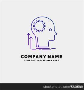 Mind, Creative, thinking, idea, brainstorming Purple Business Logo Template. Place for Tagline. Vector EPS10 Abstract Template background