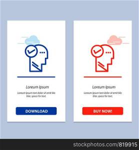 Mind, Head, Solution, Thinking Blue and Red Download and Buy Now web Widget Card Template