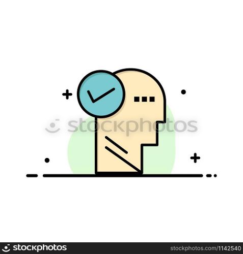 Mind, Head, Solution, Thinking Business Flat Line Filled Icon Vector Banner Template