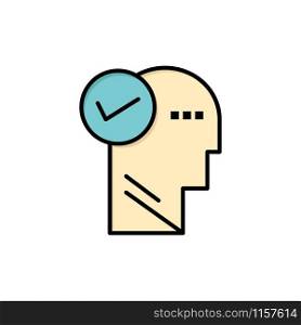 Mind, Head, Solution, Thinking Flat Color Icon. Vector icon banner Template
