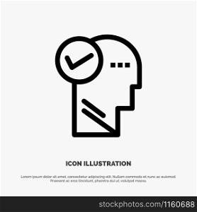 Mind, Head, Solution, Thinking Line Icon Vector