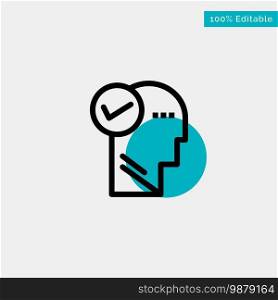 Mind, Head, Solution, Thinking turquoise highlight circle point Vector icon