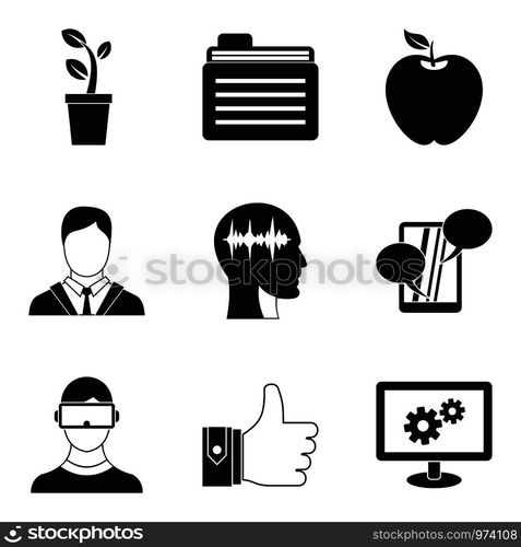 Mind icons set. Outline set of 9 mind vector icons for web isolated on white background. Mind icons set, outline style