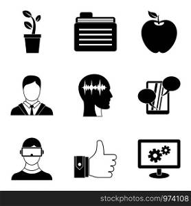 Mind icons set. Outline set of 9 mind vector icons for web isolated on white background. Mind icons set, outline style