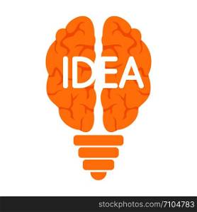 Mind idea logo. Flat illustration of mind idea vector logo for web design. Mind idea logo, flat style