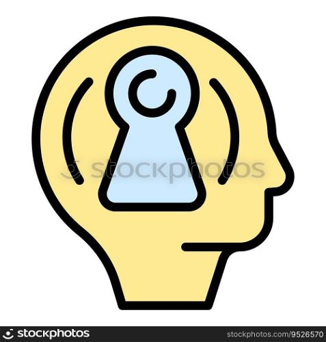 Mind key icon outline vector. Stress reduction. Soul self color flat. Mind key icon vector flat