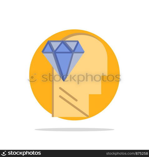 Mind, Perfection, Diamond, Head Abstract Circle Background Flat color Icon