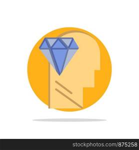 Mind, Perfection, Diamond, Head Abstract Circle Background Flat color Icon