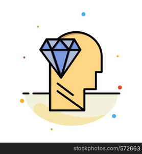 Mind, Perfection, Diamond, Head Abstract Flat Color Icon Template
