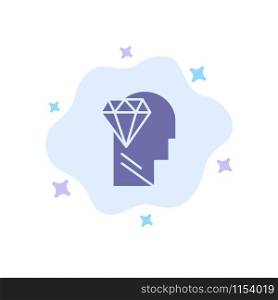 Mind, Perfection, Diamond, Head Blue Icon on Abstract Cloud Background