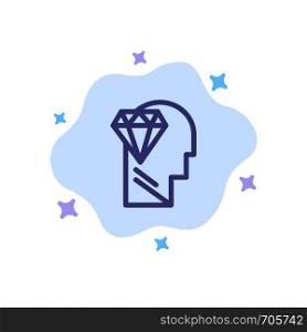 Mind, Perfection, Diamond, Head Blue Icon on Abstract Cloud Background