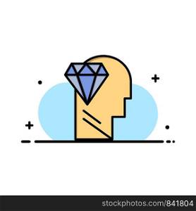 Mind, Perfection, Diamond, Head Business Flat Line Filled Icon Vector Banner Template