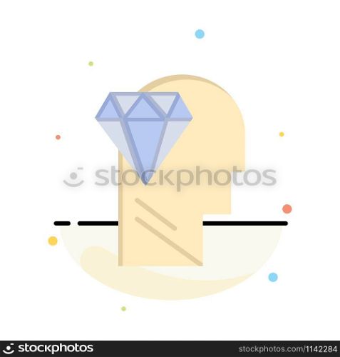 Mind, Perfection, Diamond, Head Business Logo Template. Flat Color