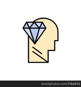 Mind, Perfection, Diamond, Head Flat Color Icon. Vector icon banner Template