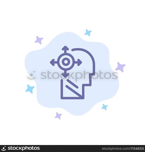 Mind, Transform, Yourself, Head Blue Icon on Abstract Cloud Background