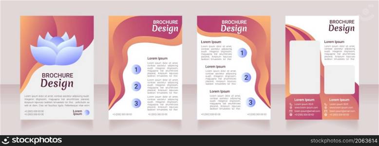 Mindfulness blank brochure design. Template set with copy space for text. Premade corporate reports collection. Editable 4 paper pages. Robot Medium, Light, Merienda Bold fonts useds. Mindfulness blank brochure design