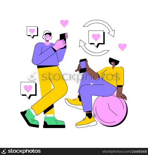 Mindlessly scrolling abstract concept vector illustration. Clicking on applications, social media addiction, mindlessly scrolling through newsfeed, random likes, screen addict abstract metaphor.. Mindlessly scrolling abstract concept vector illustration.