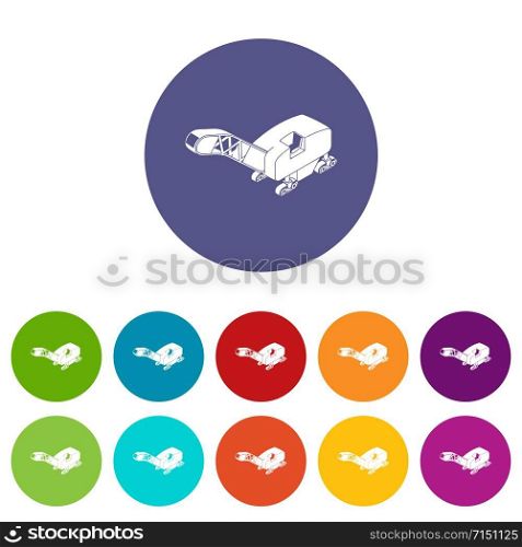 Mine band tractor icons color set vector for any web design on white background. Mine band tractor icons set vector color